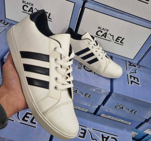white Sneakers with black stripes comfortable and best quality