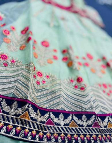 2 PCS women's Stitched Fancy Organza Embroidered Maxi 