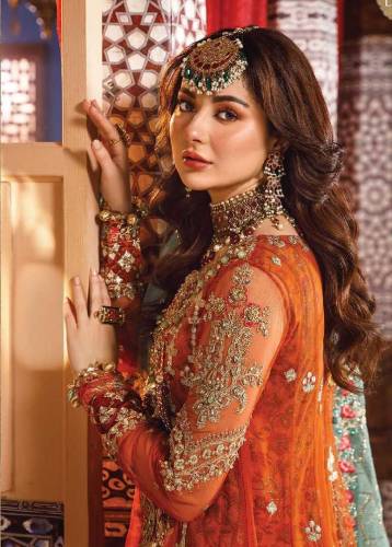 💯 Original Maria B *Full Frok On NET With SATIN SILK Trouser* 
