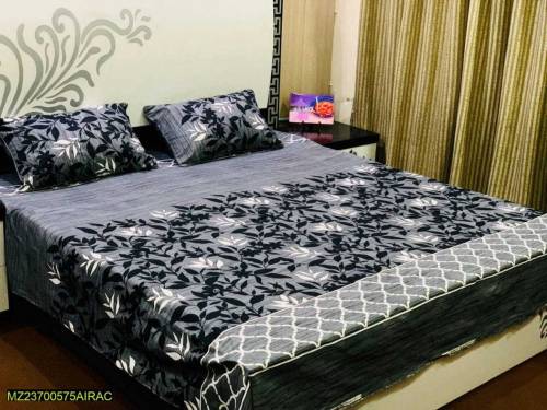  3 Pcs Cotton Printed Double Bedsheet*