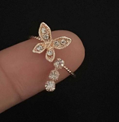 zircon plated butterfly ring