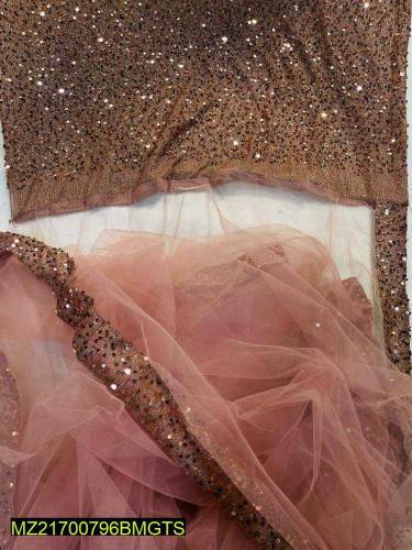 woman unstitched shimmer net saree