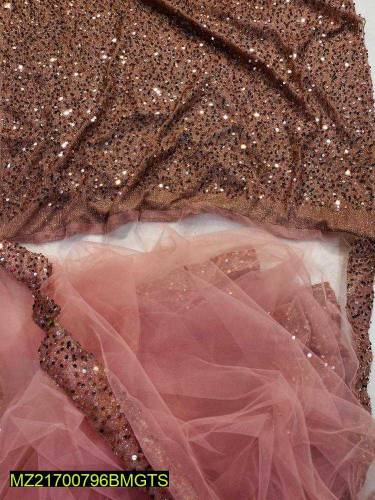 woman unstitched shimmer net saree