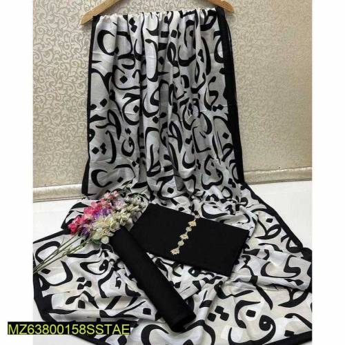 3pc Unstitched women kattan silk