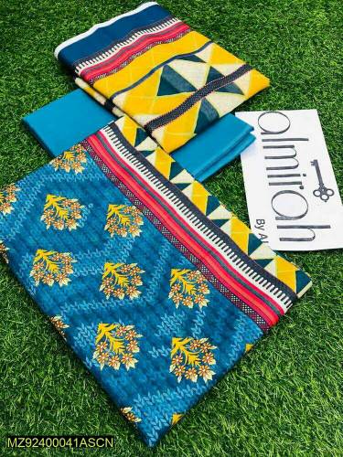 3 Pcs Women's Unstitched Lawn Printed Suit