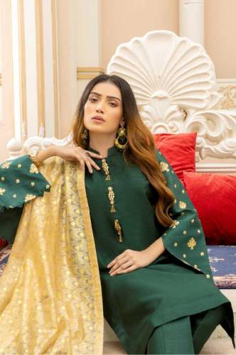 raw silk green suit