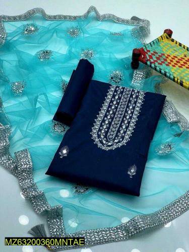 •  Fabric: Organza•  Shirt Front: Embroidered•  Neckline: Embroidered