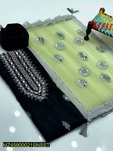 •  Fabric: Organza•  Shirt Front: Embroidered•  Neckline: Embroidered