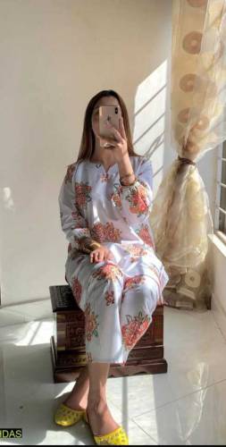 2 pcs women's stitched linen printed shirt and trouser