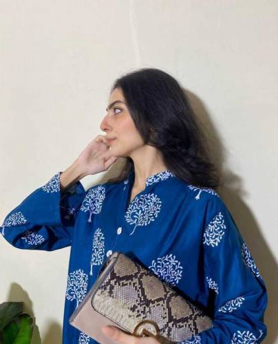 2 Pcs women line printed shirt and trouser