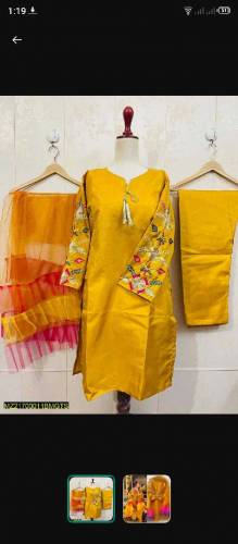 3Pcs Women stitched katan silk suit