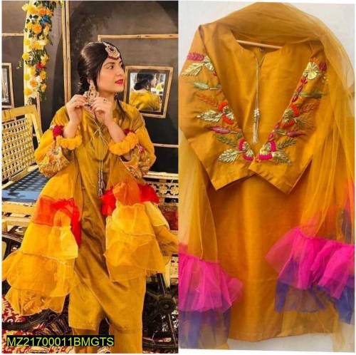 3Pcs Women stitched katan silk suit