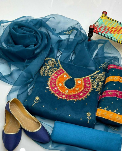 women's/girl Unstitched clothes blue color