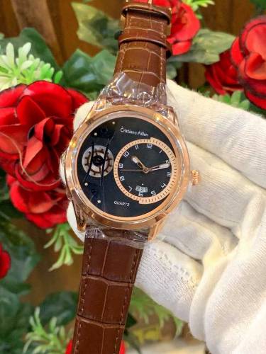 NEW CRISTIANO AILEN WATCH LEATHER STRAP DATE WORKING SIDE CORONO