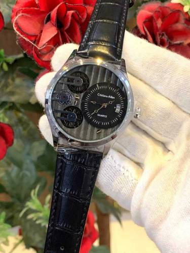 NEW CRISTIANO AILEN WATCH LEATHER STRAP DATE WORKING SIDE CORONO