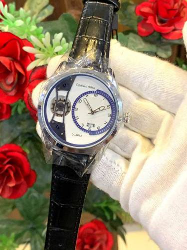 NEW CRISTIANO AILEN WATCH LEATHER STRAP DATE WORKING SIDE CORONO