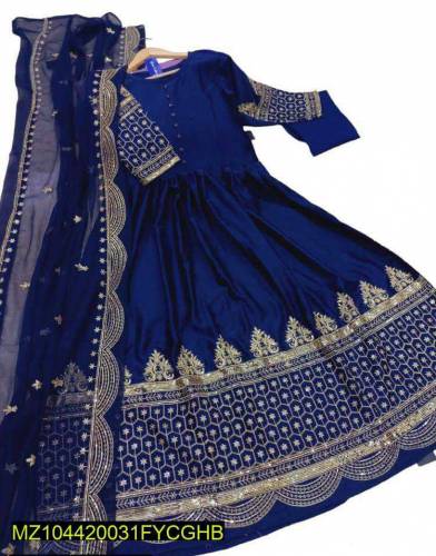 *Product Name*: 3 Pcs Women’s Stitched Shamoz Silk Embroidered Anarkal