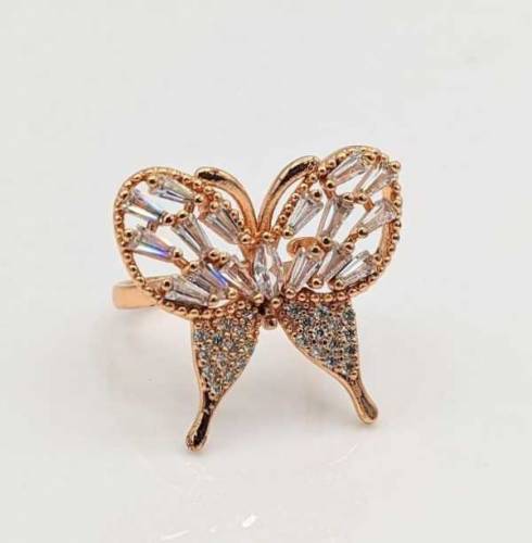 Rose butterfly gold ring