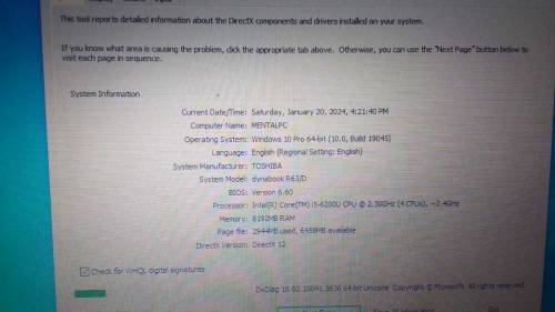 Toshiba laptop cori 5 