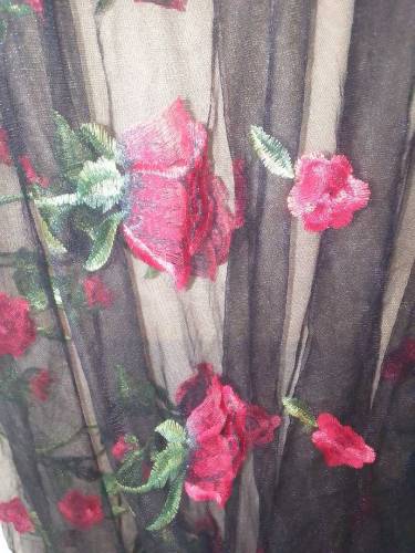 Net fabric soft black embroidered 