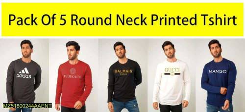 Men's Stitched Jersey Plain T-Shirt, Pack Of 5