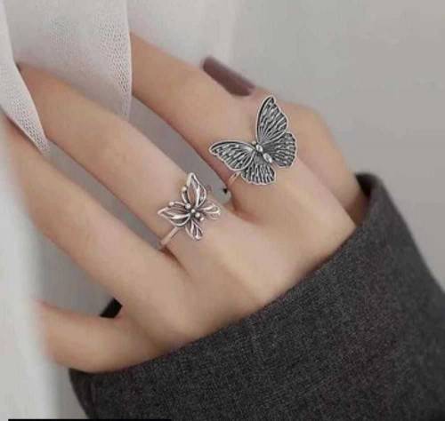 Butterfly Adjustable silver Ring for Girls 