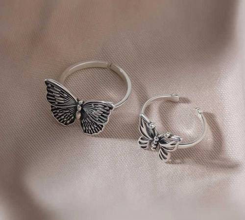 Butterfly Adjustable silver Ring for Girls 