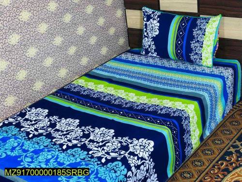 2 pcs  crystal cotton printed single bedsheets 