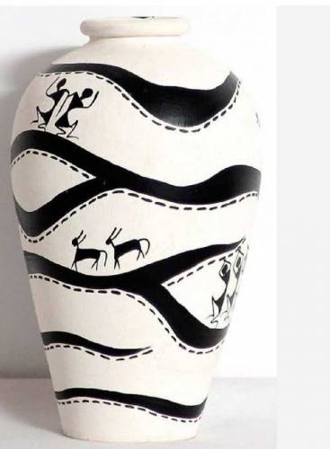hand made vase with different paint