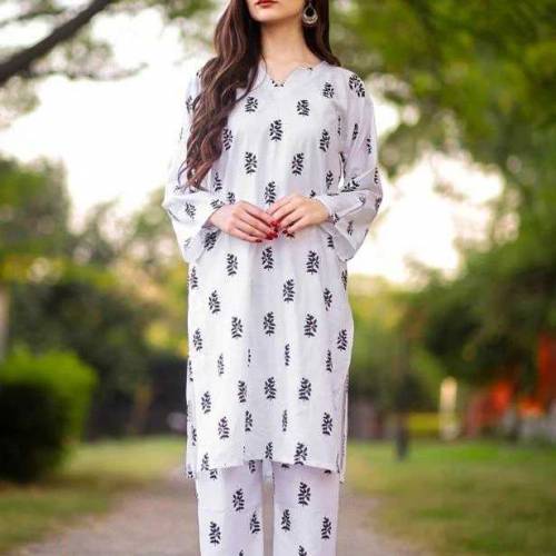 2pcs women lawn stiched suits 