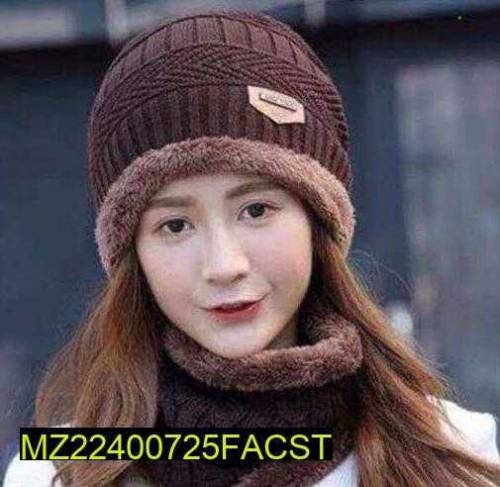 Beanie Wool Cap With Neck Warmer