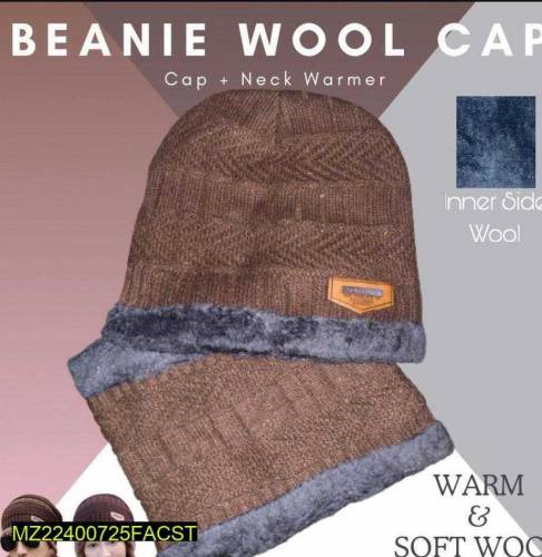 Beanie Wool Cap With Neck Warmer