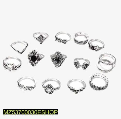 15 Pcs Trendy Rings Set For Girls