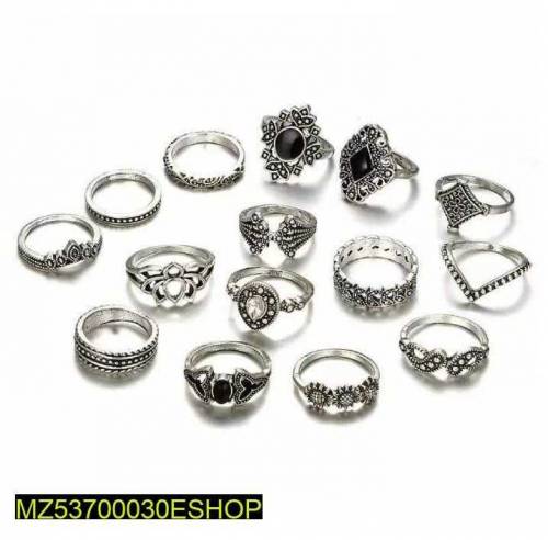 15 Pcs Trendy Rings Set For Girls