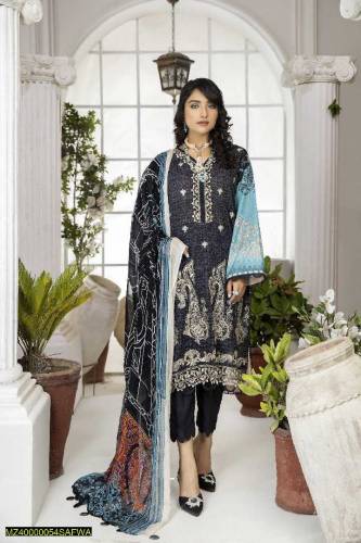 3 PCS sfwa women lawn Embroidered unstitched suit SCE_05.
