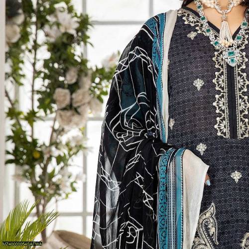 3 PCS sfwa women lawn Embroidered unstitched suit SCE_05.