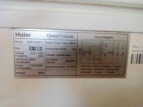 freezer haier 535hdf