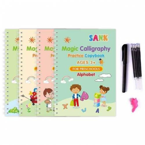 Magic Practice Copybook(4 BOOKS+5 INK REFILL) , Magic Book For Montess