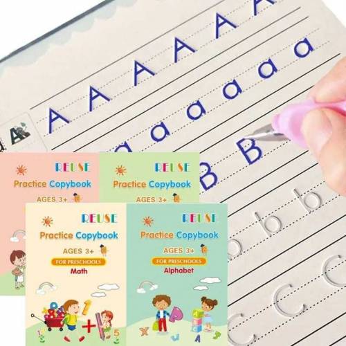 Magic Practice Copybook(4 BOOKS+5 INK REFILL) , Magic Book For Montess