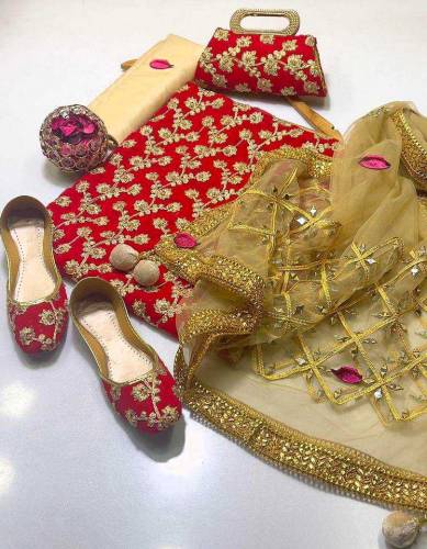 5 pcs women's unstitched chiffon embroided suit