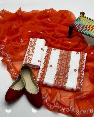3 Pcs women unstitched lawn embroidered suit