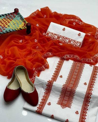3 Pcs women unstitched lawn embroidered suit