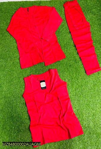 3pcs womens stitched jersey plain sleepwaer 