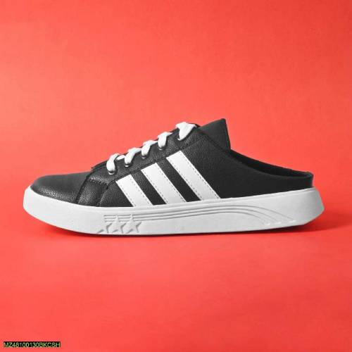 Black Camel Low Cut Open Back Sneakers,Black Shoes
