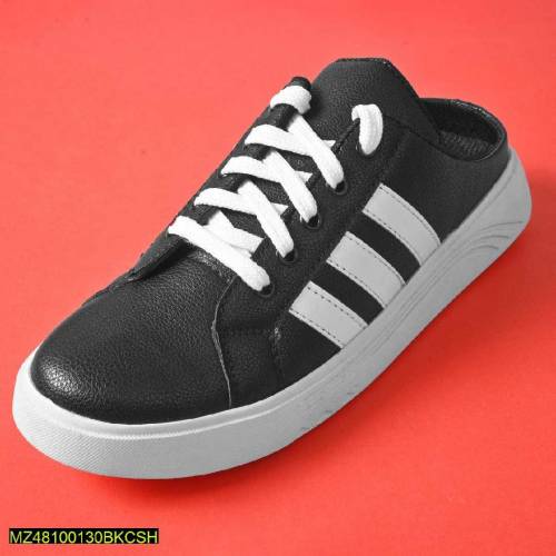 Black Camel Low Cut Open Back Sneakers,Black Shoes
