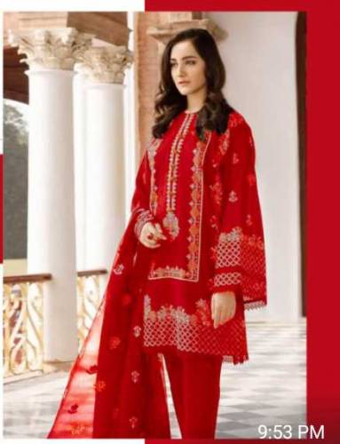 Embroidered 3piece lawn suite for women