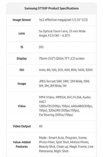 Samsung Digital Camera ST150F 