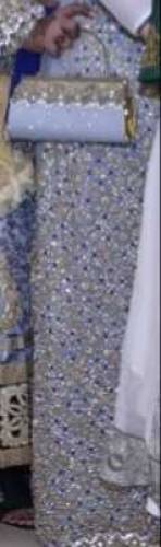 Gray maxi blue dupatta with gray parce