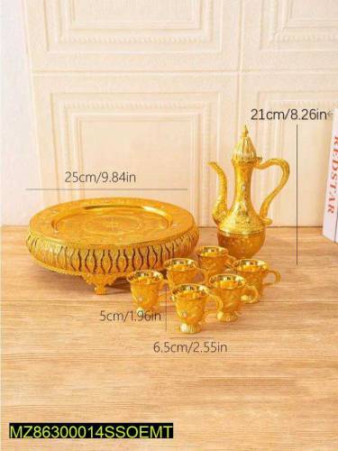 8 PCs vintage style cups and tray set