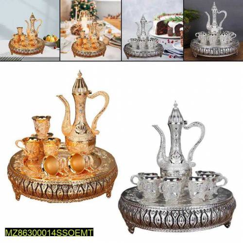 8 PCs vintage style cups and tray set
